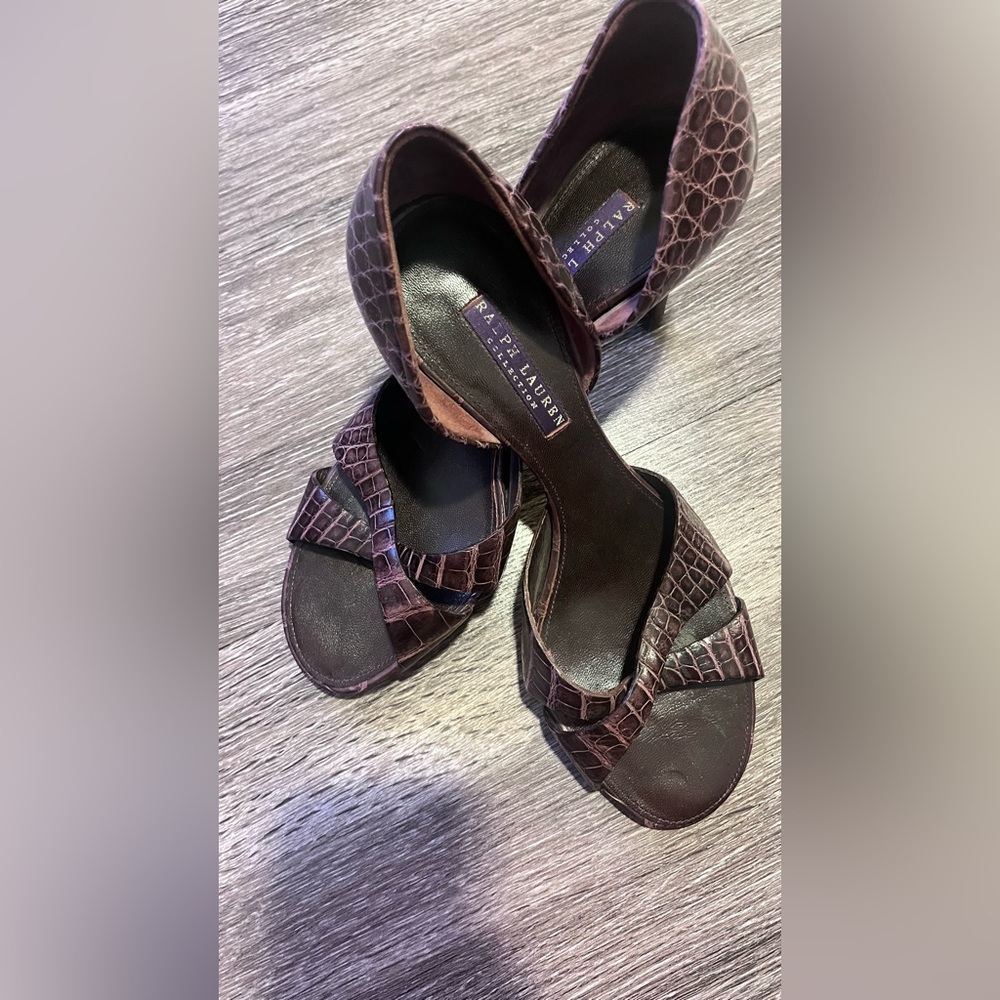 Ralph Lauren Purple Label ALLIGATOR SANDALS Size 8